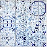 Retro Vintage Mosaik Fliese Transluzent blau Glasmosaik Crystal MALTA für WAND BAD WC DUSCHE KÜCHE FLIESENSPIEGEL THEKENVERKLEIDUNG BADEWANNENVERKLEIDUNG Mosaikmatte Mosaikplatte